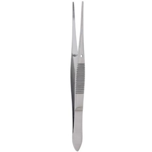 Eye Dressing Forceps, 4″ (10.2 cm), Straight Serrated Tips, 1 mm Wide, Premium